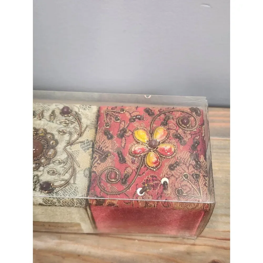 Pier 1 Discontinued Colorful Jeweled Trinket/Jewelry Boxes Set Of 3 New In Box